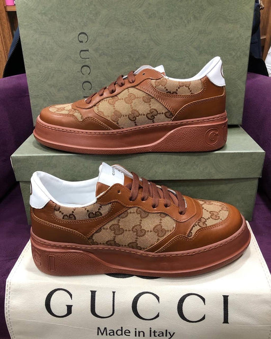 Gucci Brown Leather Sneakers