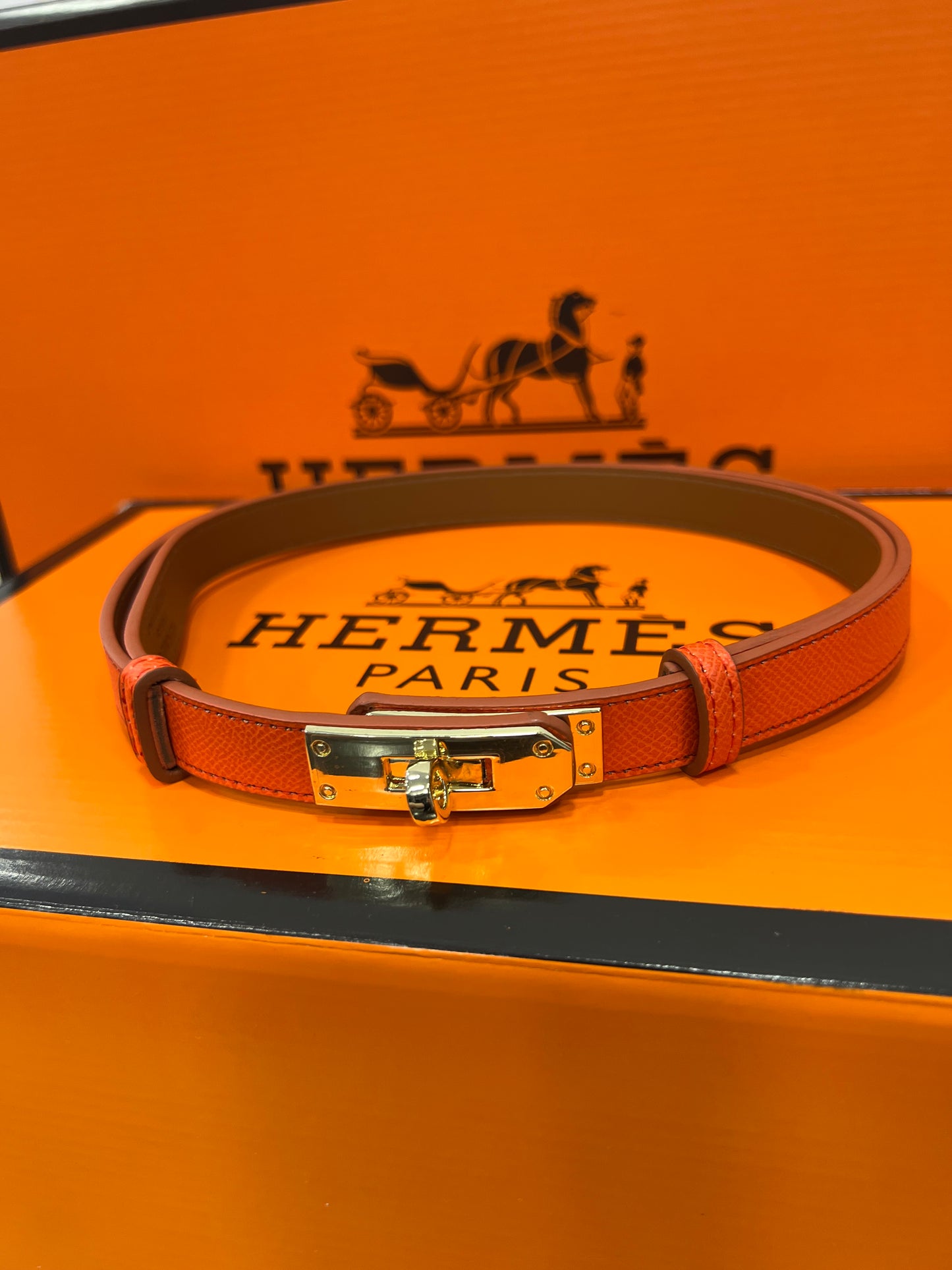 Hermes Belt Kelly Orange Leather