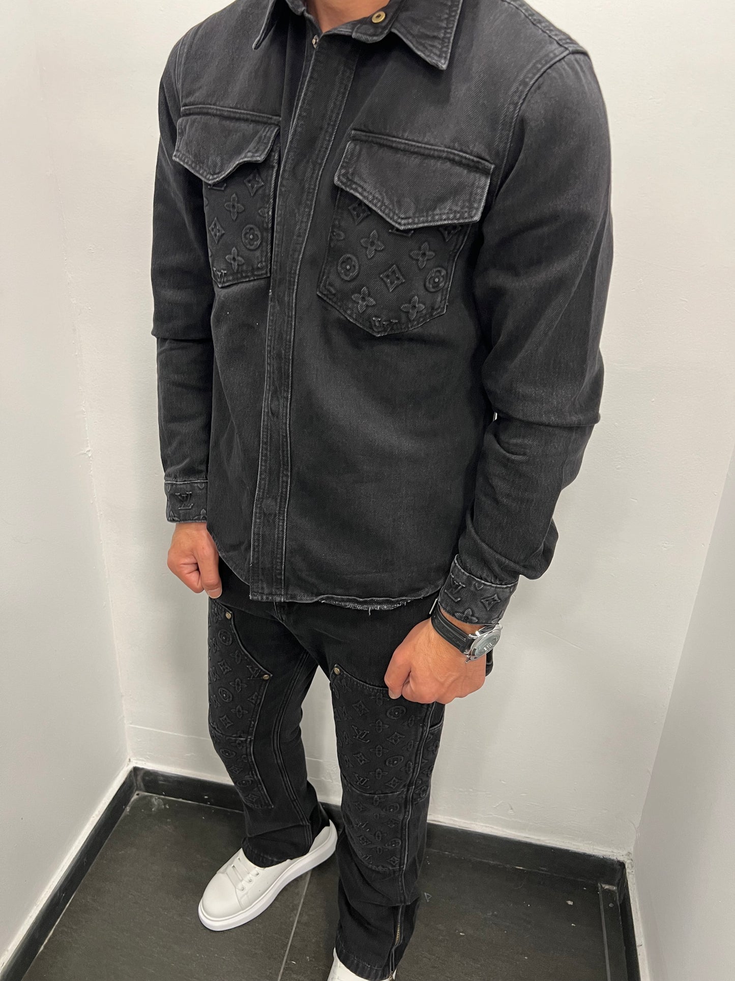 Lv Denim Carpenter Black Jacket