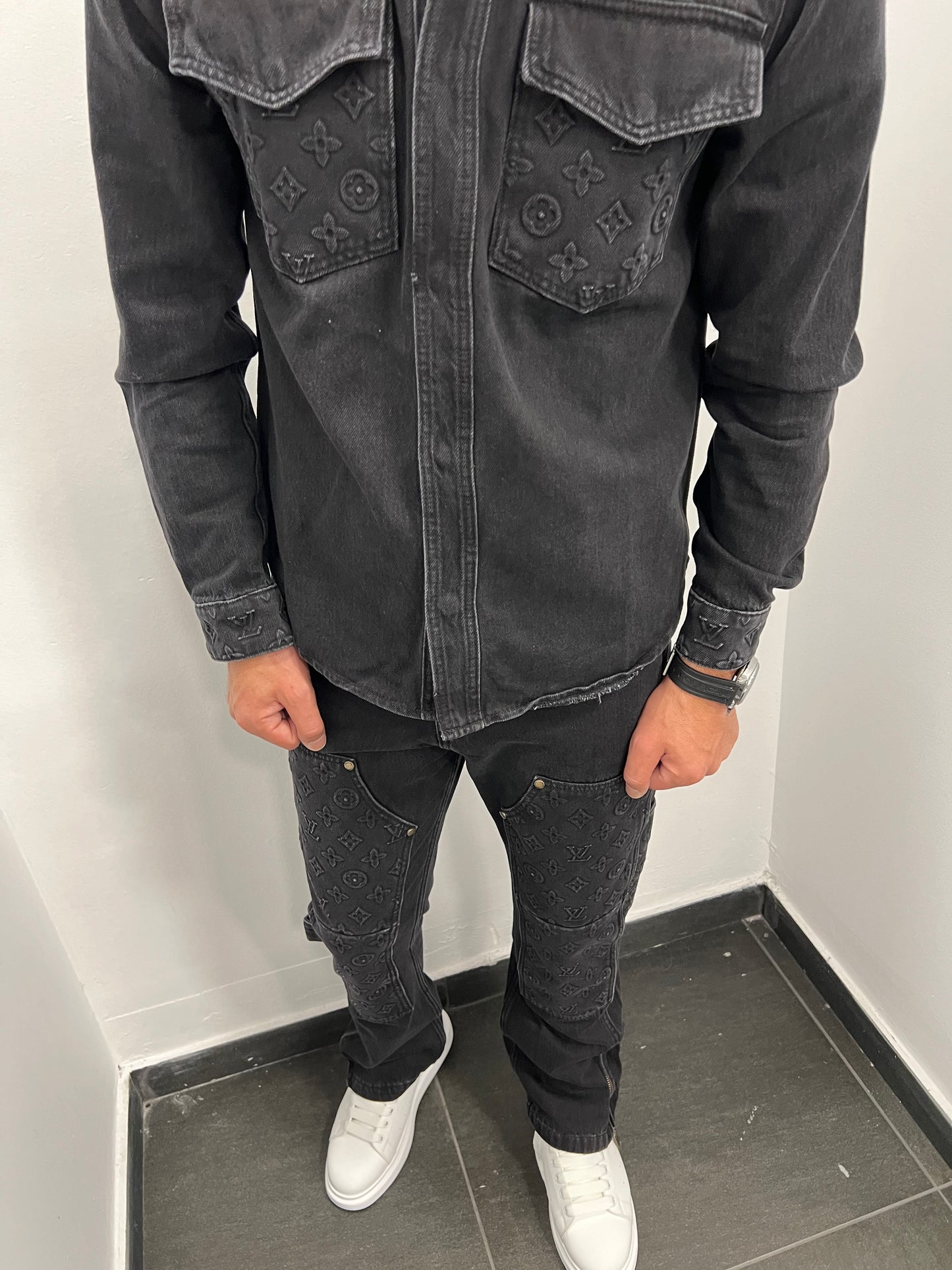 Lv Denim Carpenter Black Jacket