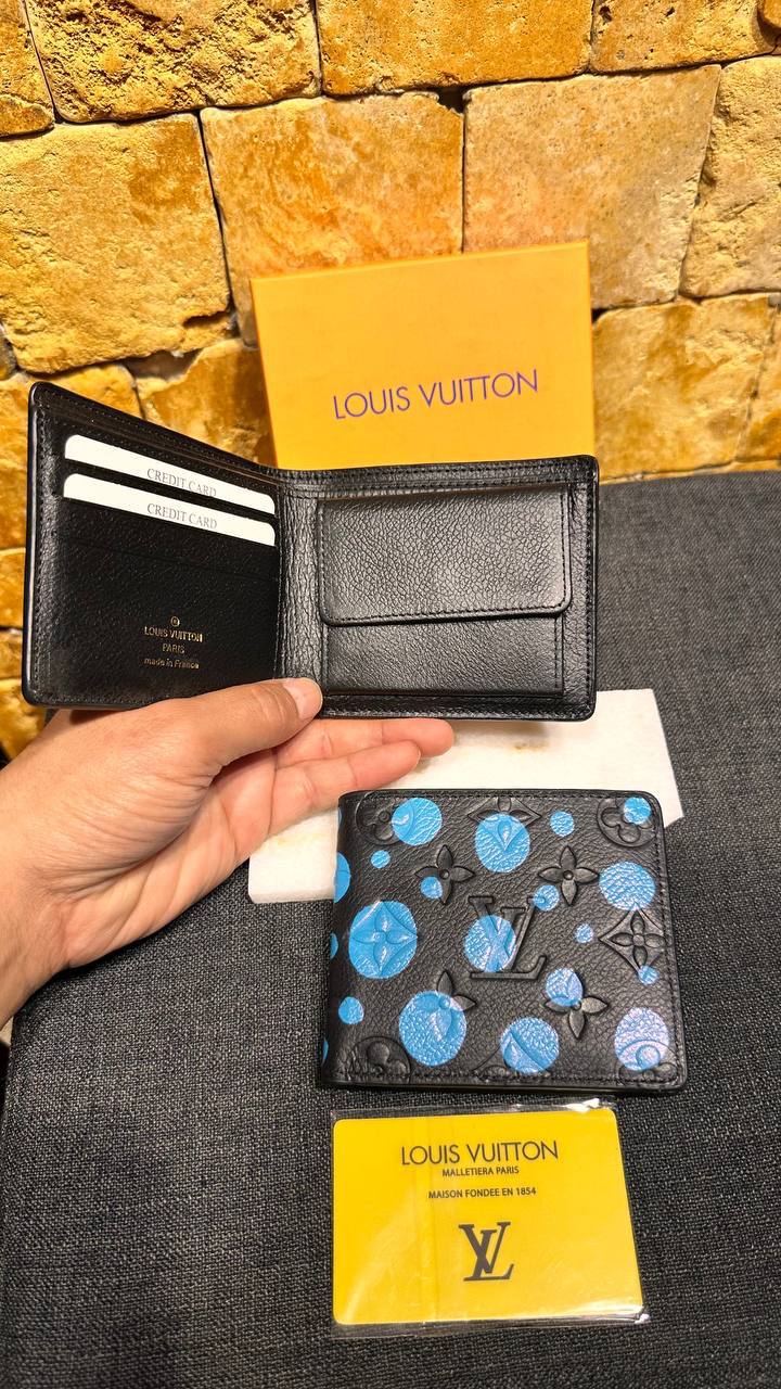 Lv Black Monogram/Blue Wallet