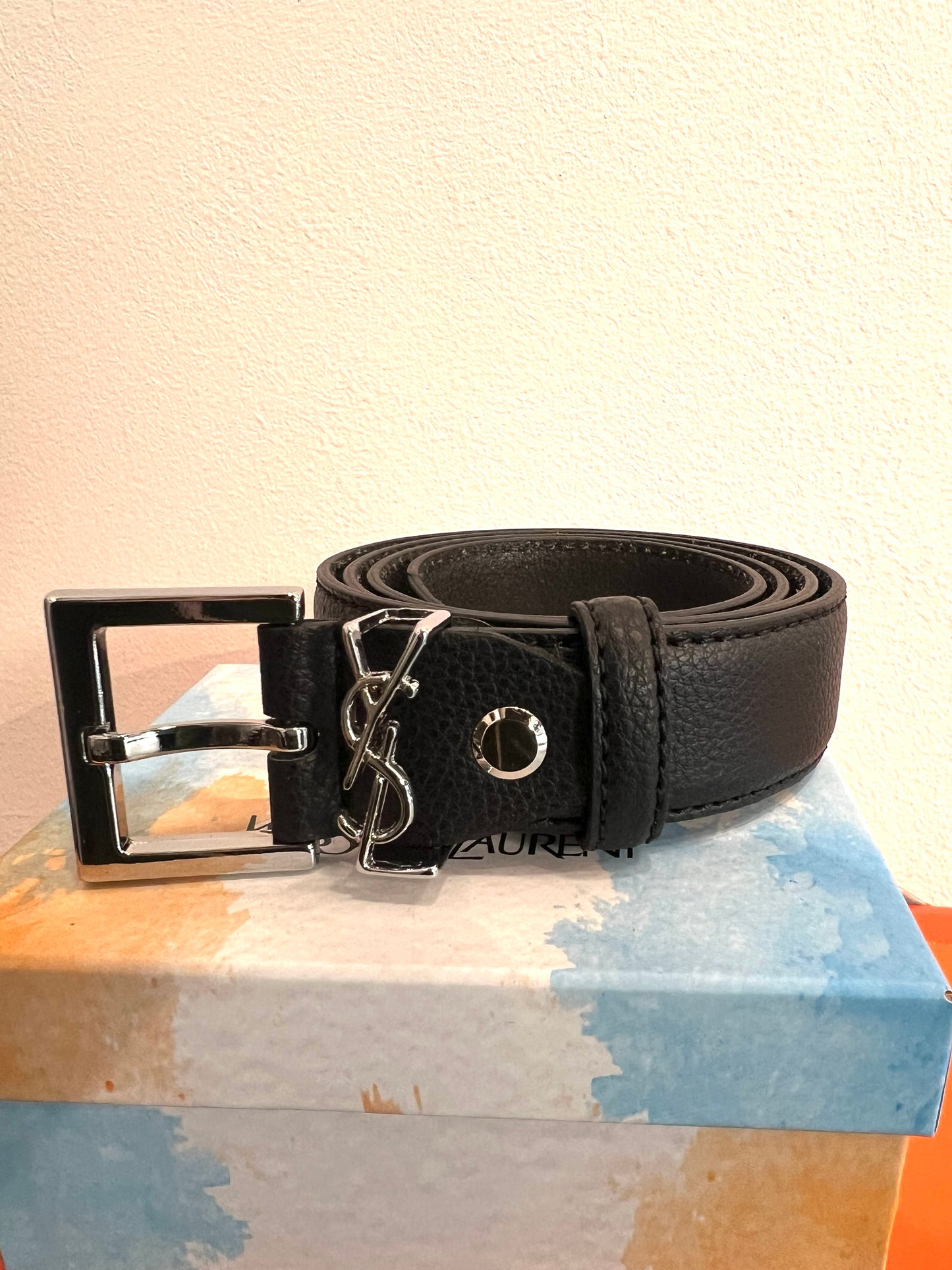 Ysl Belt Black Silver