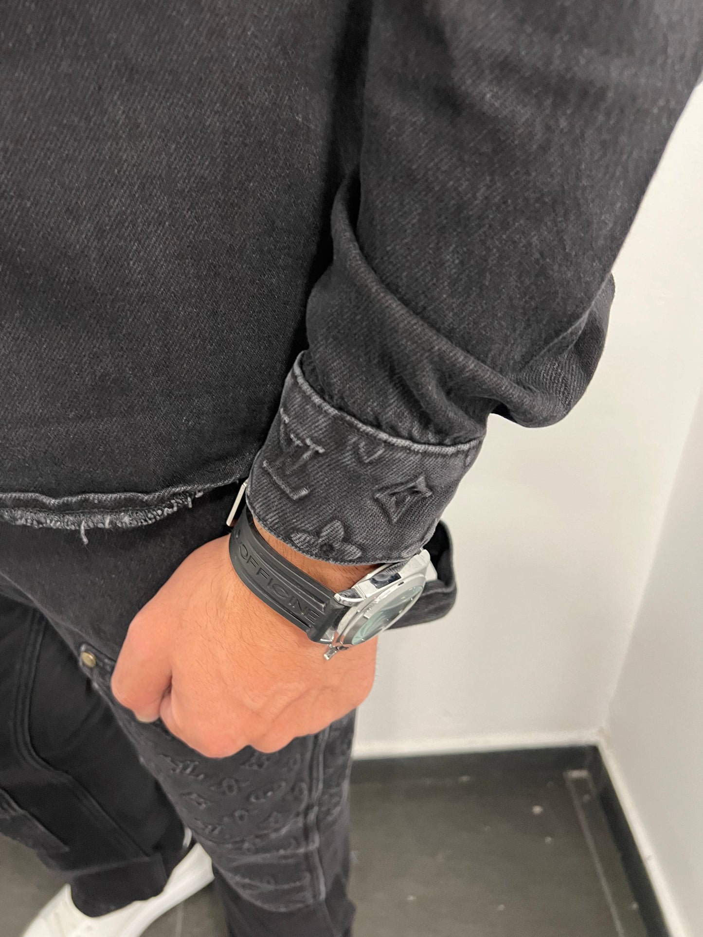 Lv Denim Carpenter Black Jacket