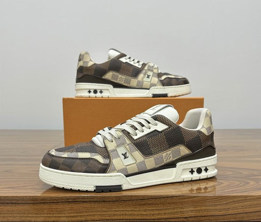 Lv Trainer Sneakers Brown/Azur Damier