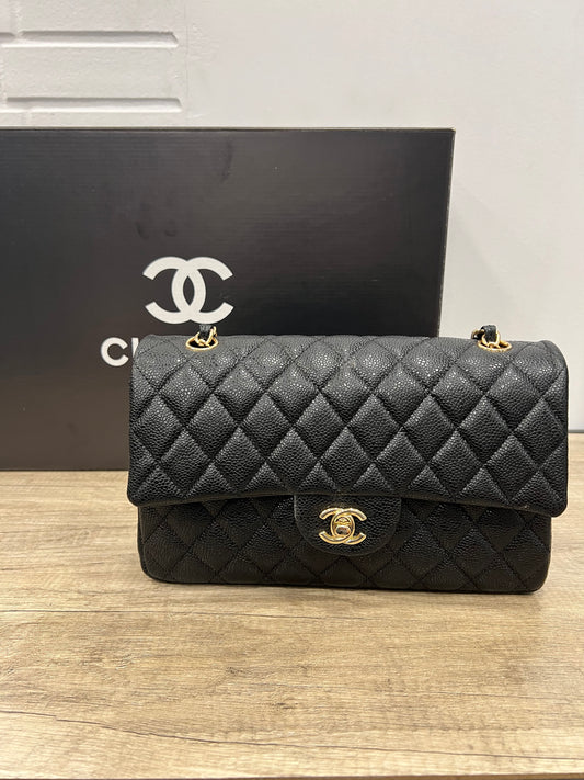 Chanel Classic 2.55 Bag Black/Gold Caviar Leather