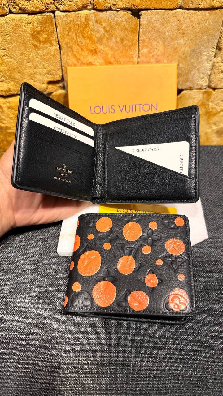 Lv Black Monogram/Orange Wallet