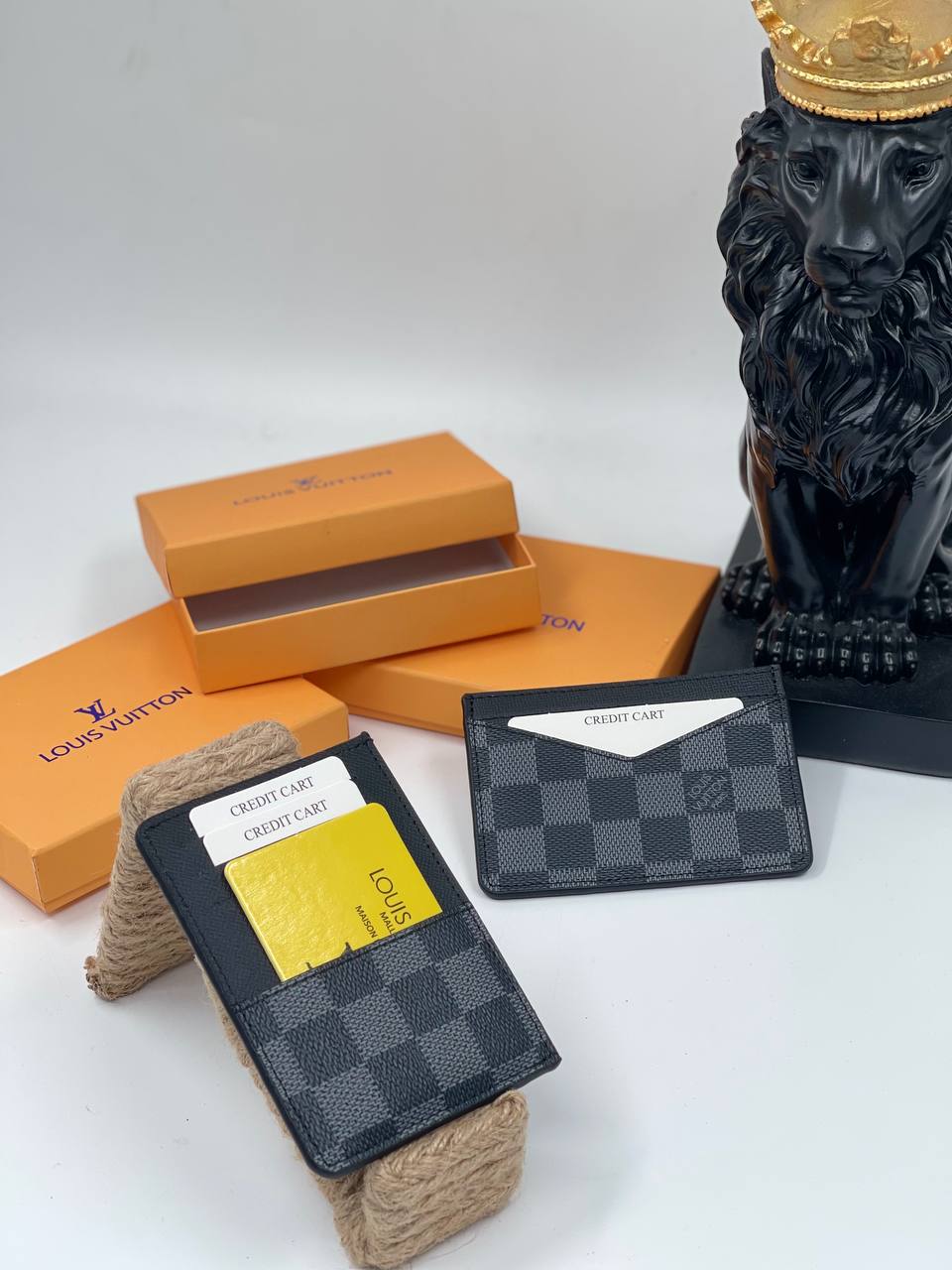 Lv Card Holder Grey Damier