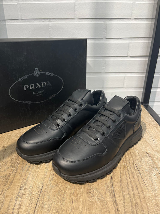 Prada Prax Black Leather Sneakers