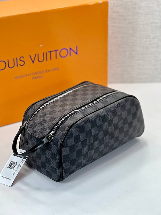 Lv Toiletry Pouch Graphite Damier Double Zip