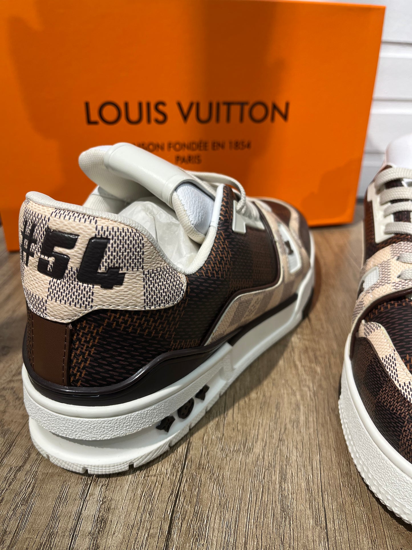 Lv Trainer Sneakers Brown/Azur Damier