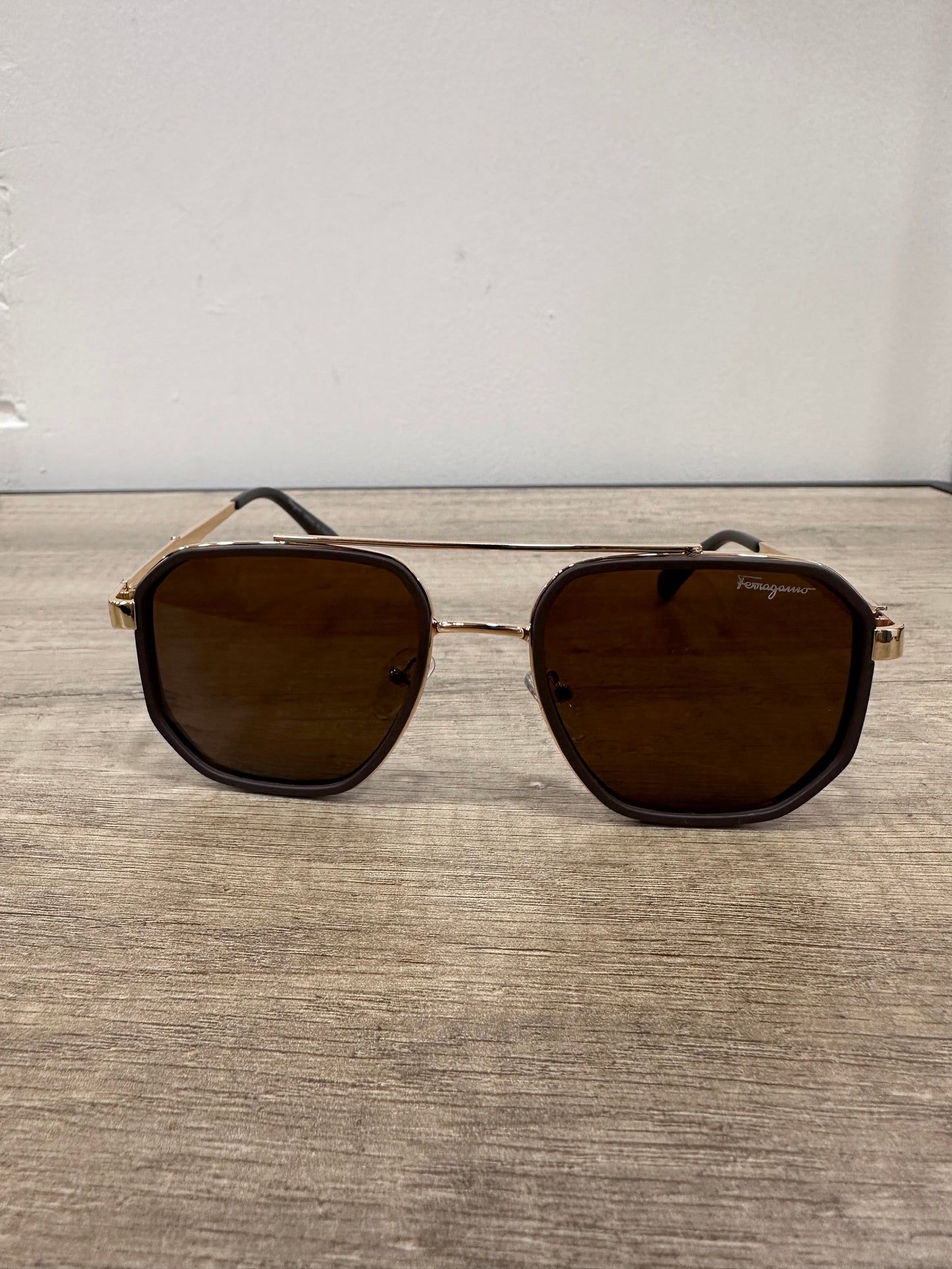 Salvatore Ferragamo Black Gold Sunglasses