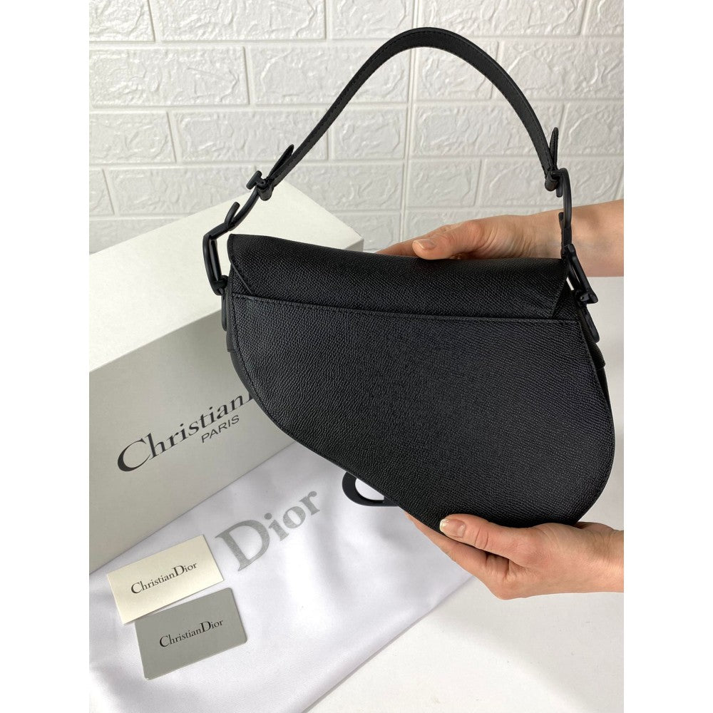 Dior Saddle Bag Total Black Epsom Leather