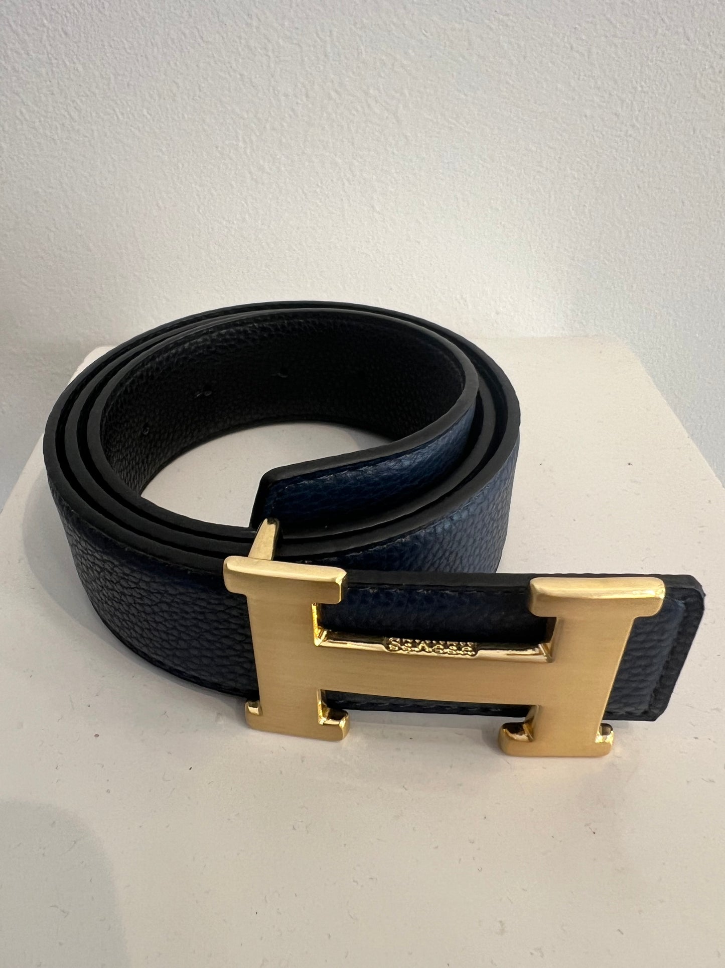 Hermes Belt Reversible Blue/Black Gold