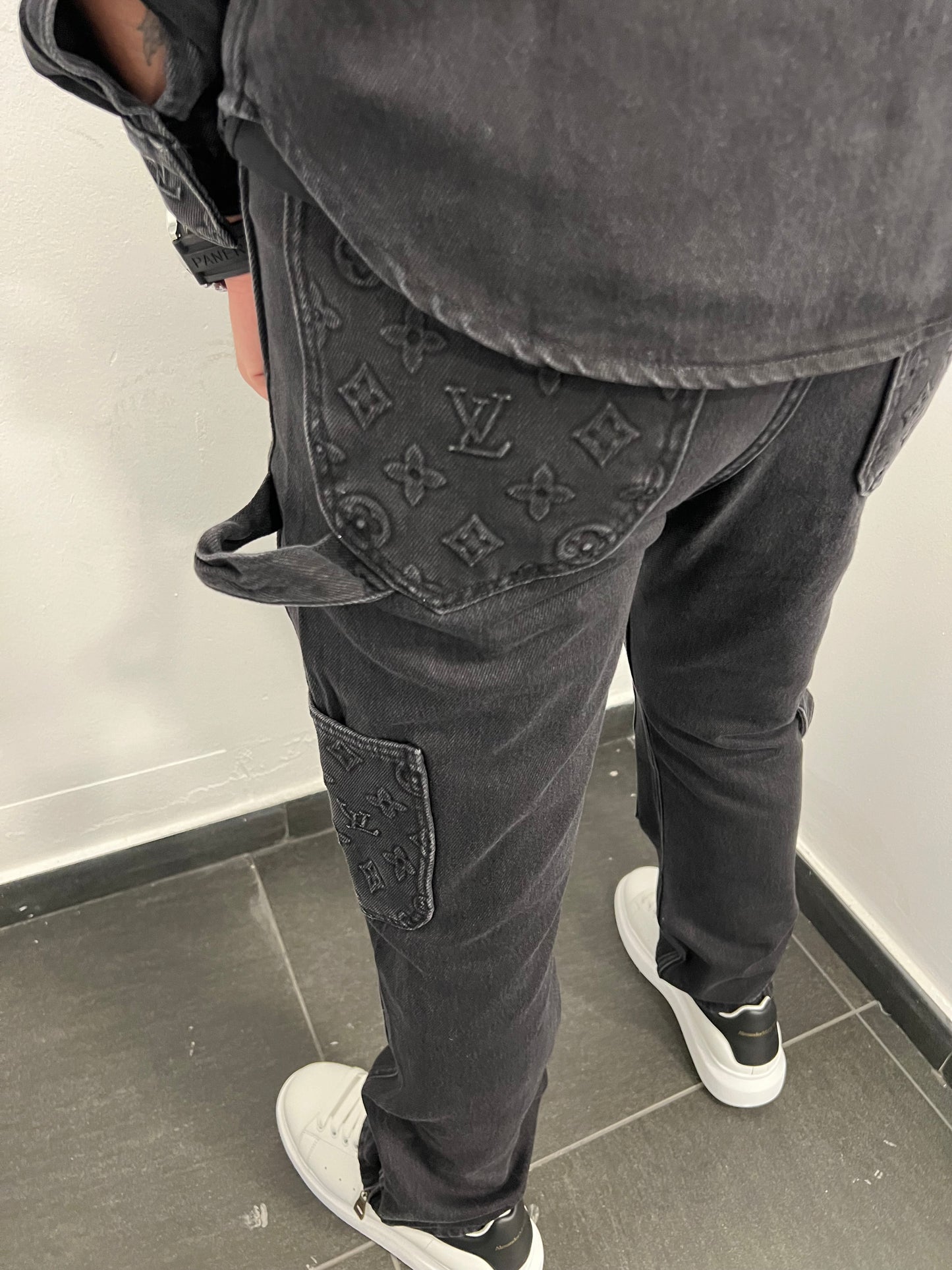 Lv Denim Carpenter Black Jacket