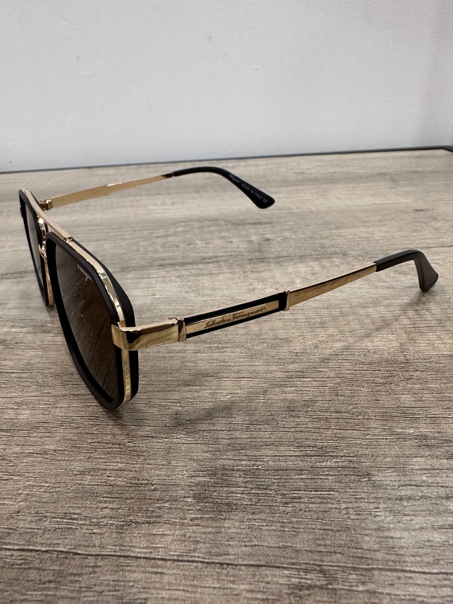 Salvatore Ferragamo Black Gold Sunglasses