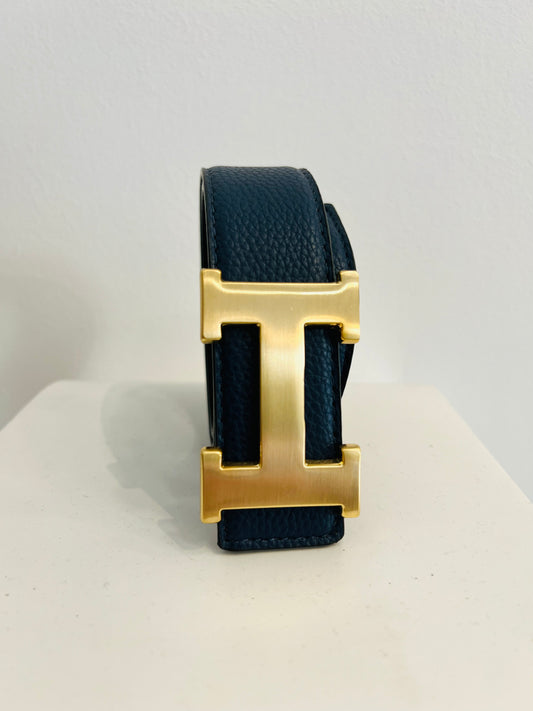 Hermes Belt Reversible Blue/Black Gold