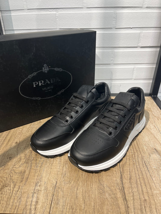 Prada Prax Black/White Leather Sneakers