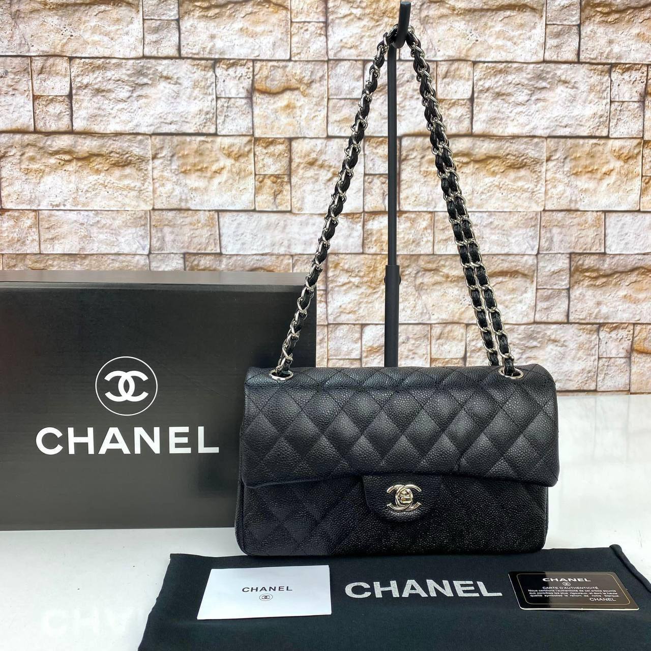 Chanel Classic 2.55 Bag Black/Silver Caviar Leather