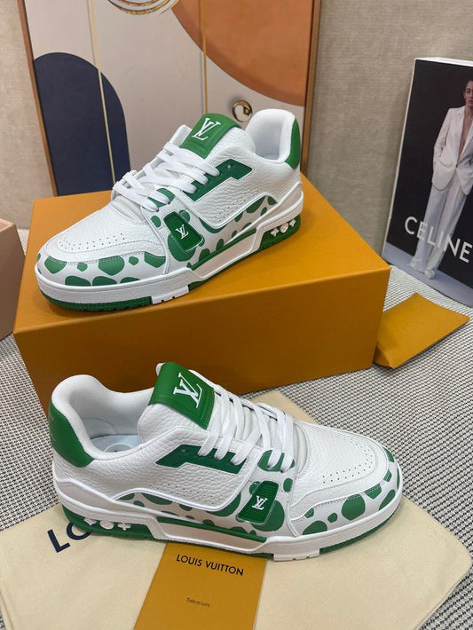 Lv Trainer Sneakers Green Yayoi Kusama