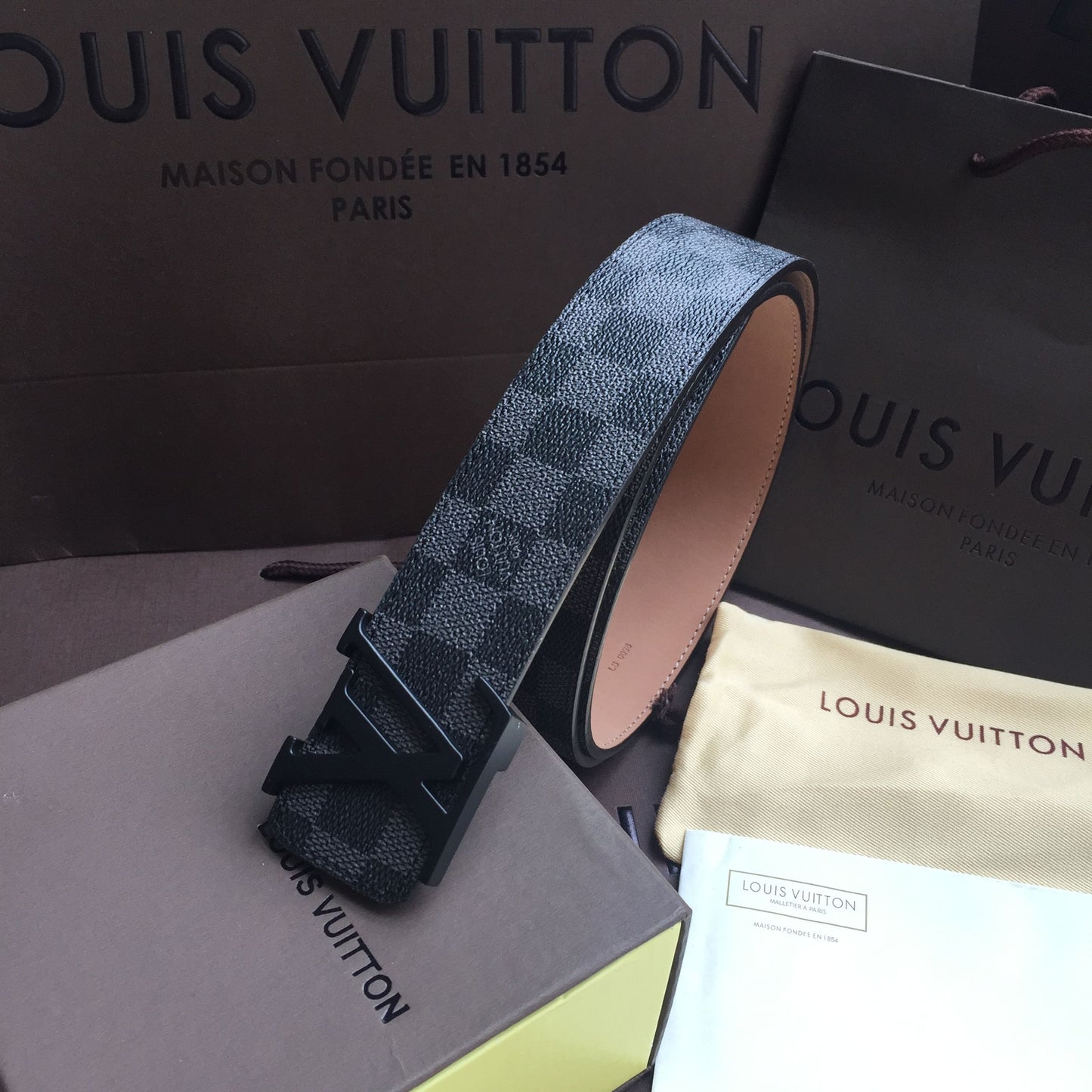 Lv Belt Graphite Damier Black