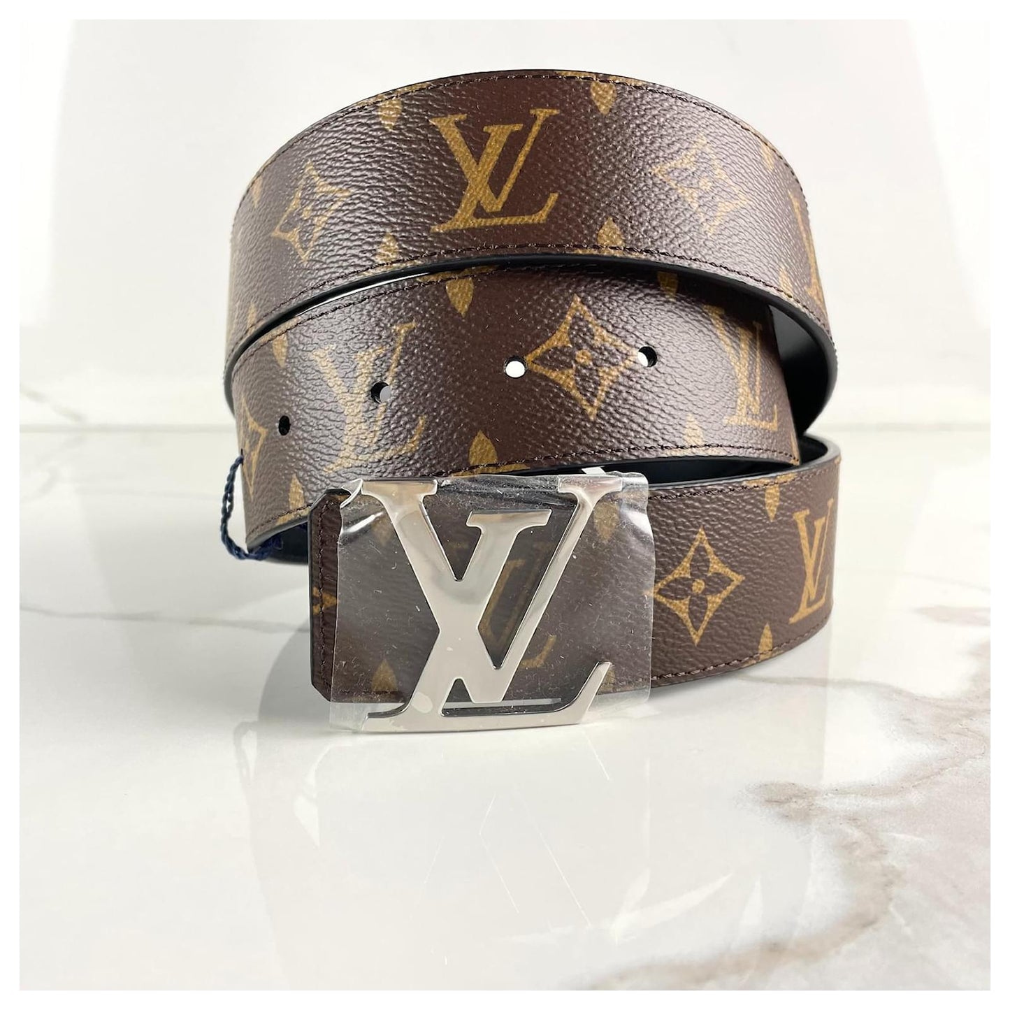 Lv Belt Brown Monogram Silver 