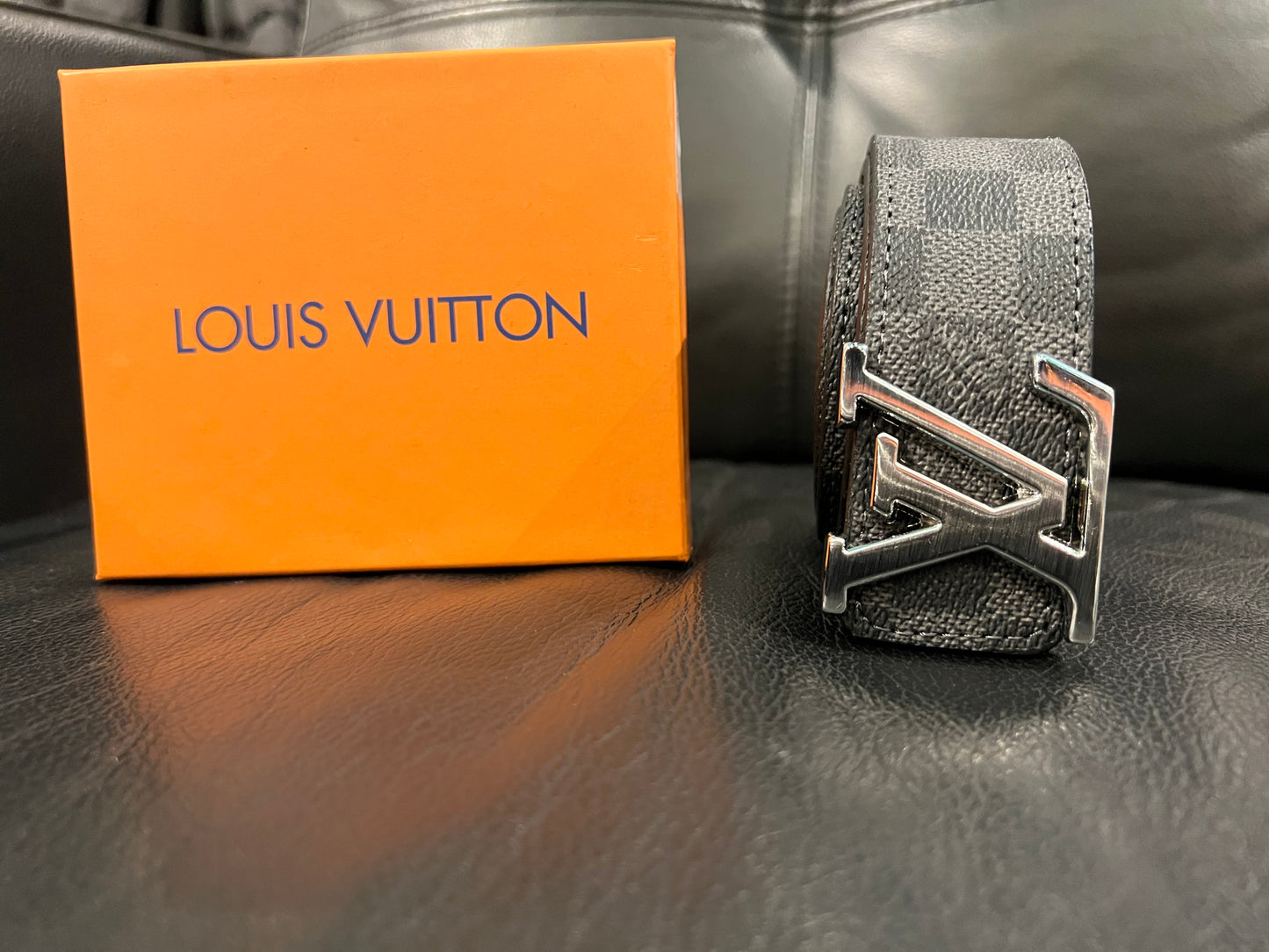 Lv Belt Graphite Damier Silver